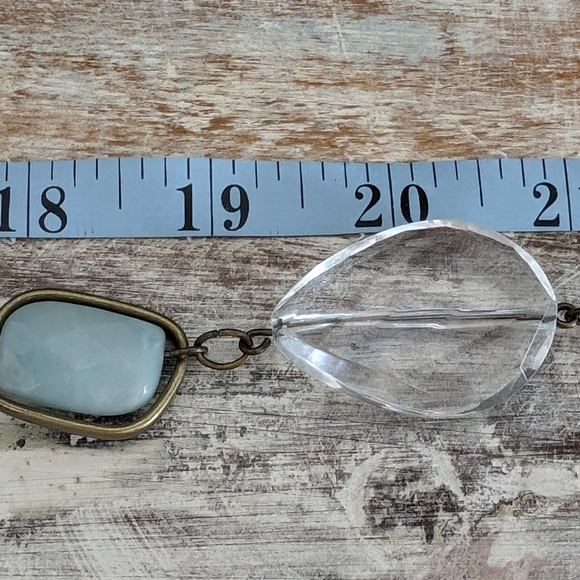 Vintage Chico's Aquamarine/Facetted Acrylic Brass Tone Belt 44" - Picture 10 of 12